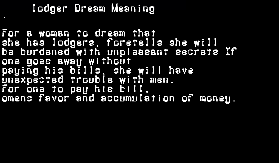  dream meanings lodger