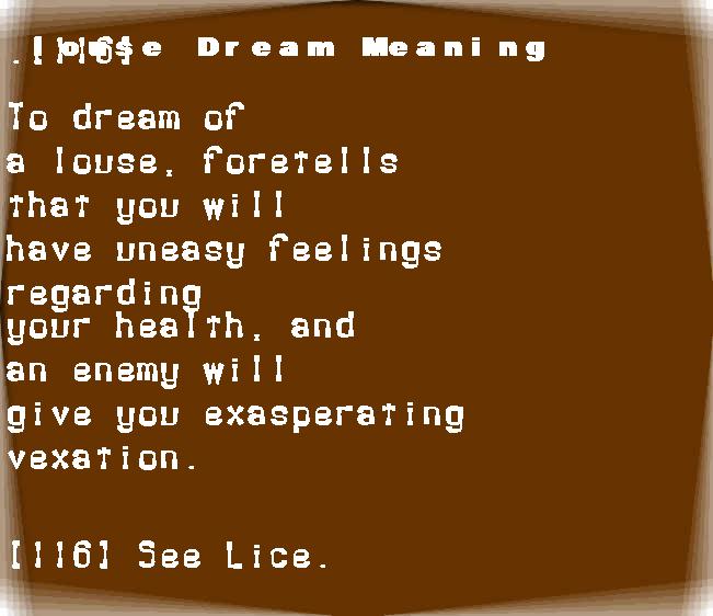  dream meanings louse