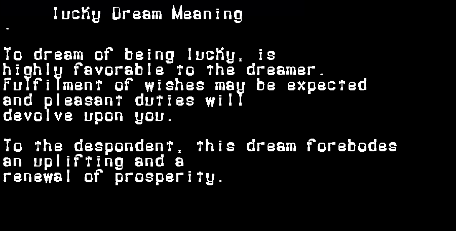  dream meanings lucky