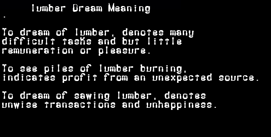  dream meanings lumber