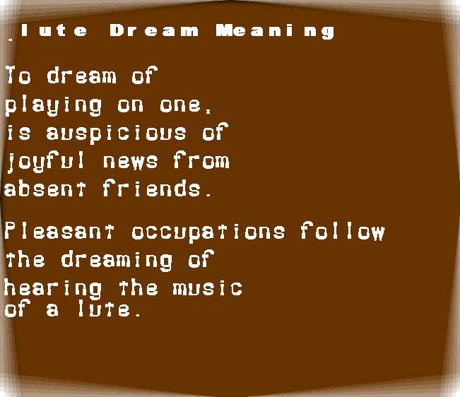  dream meanings lute