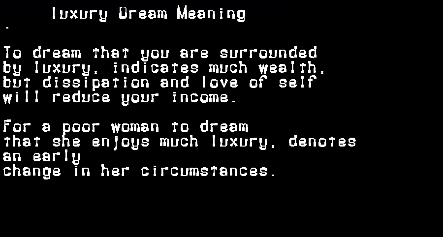  dream meanings luxury