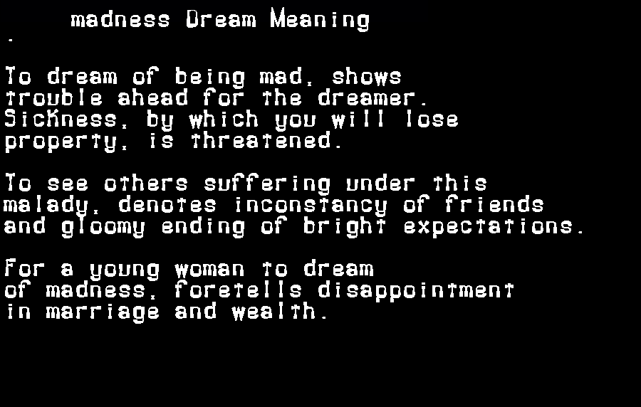  dream meanings madness