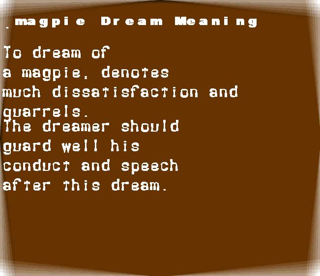  dream meanings magpie