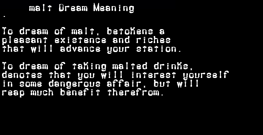  dream meanings malt