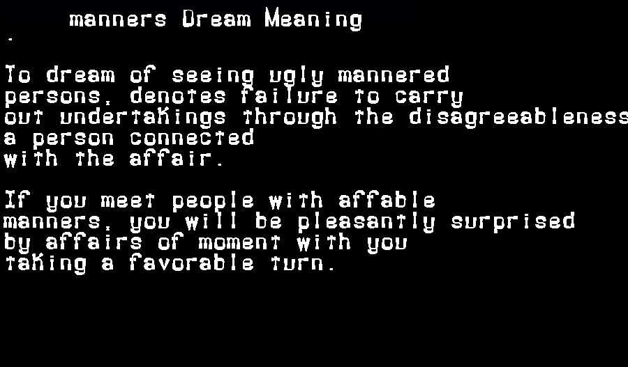  dream meanings manners