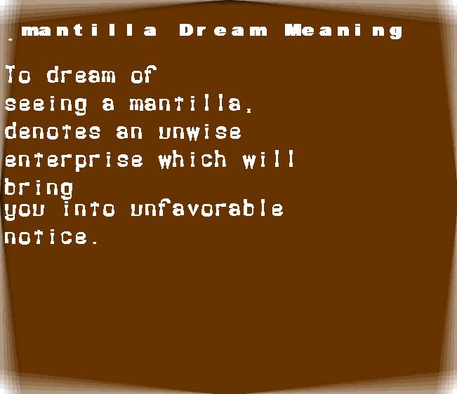  dream meanings mantilla