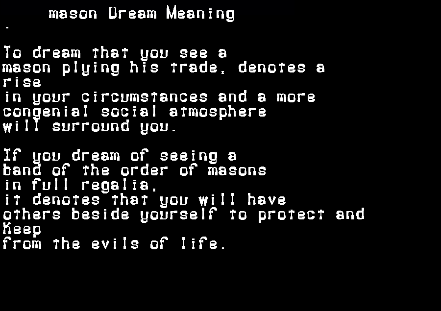  dream meanings mason