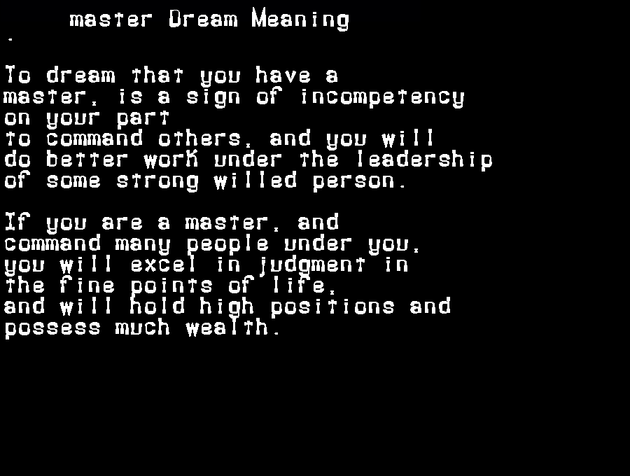  dream meanings master