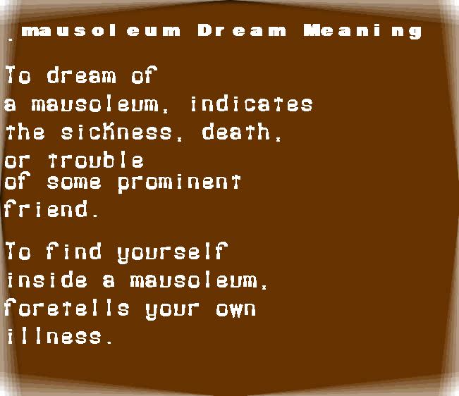  dream meanings mausoleum