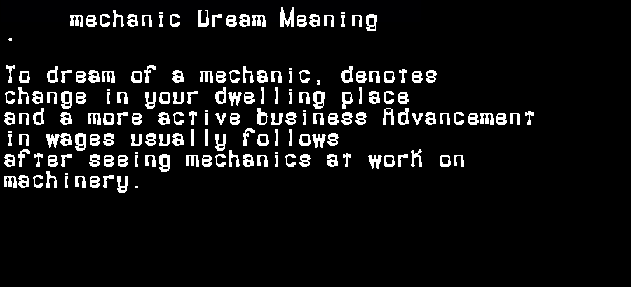  dream meanings mechanic