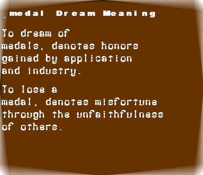  dream meanings medal