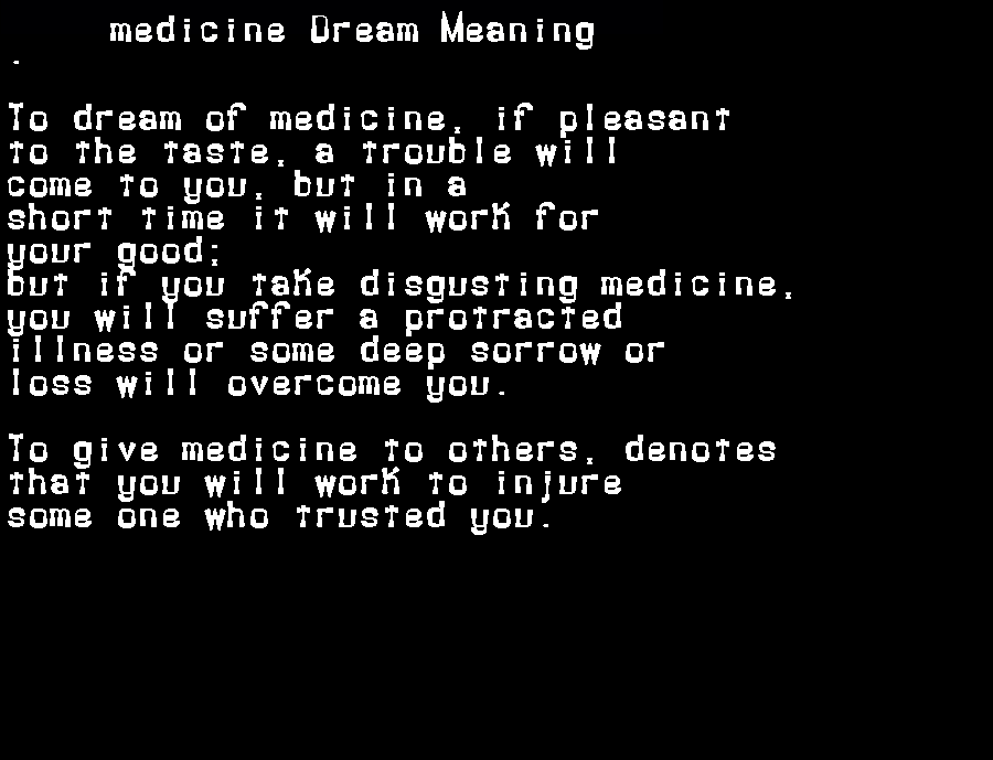  dream meanings medicine