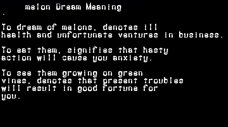  dream meanings melon