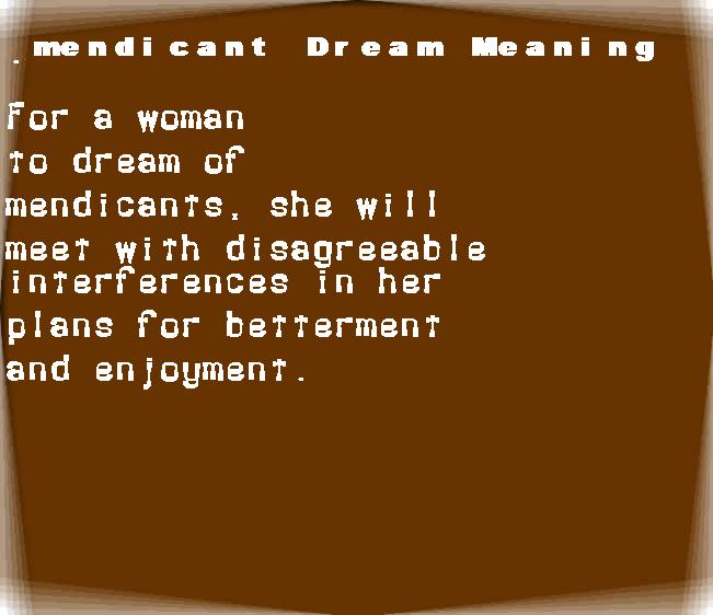  dream meanings mendicant