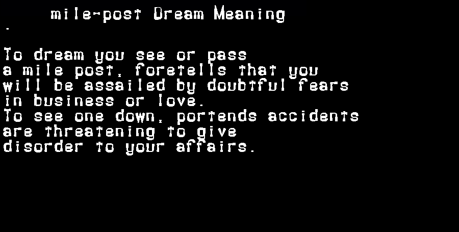  dream meanings mile-post