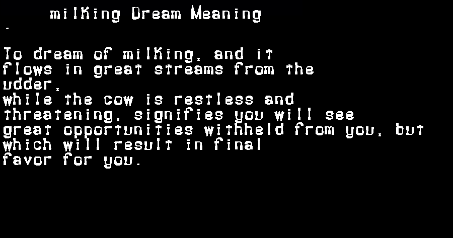  dream meanings milking