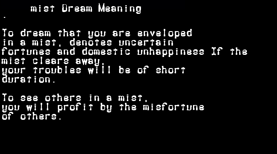  dream meanings mist