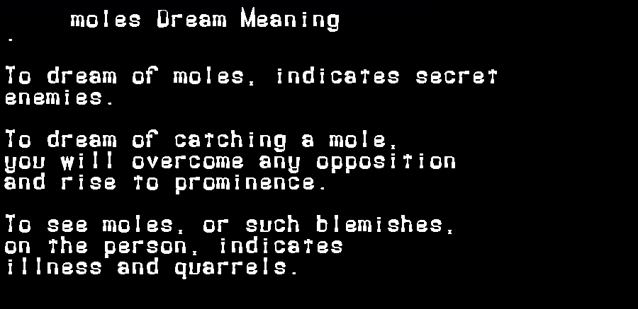 dream meanings moles