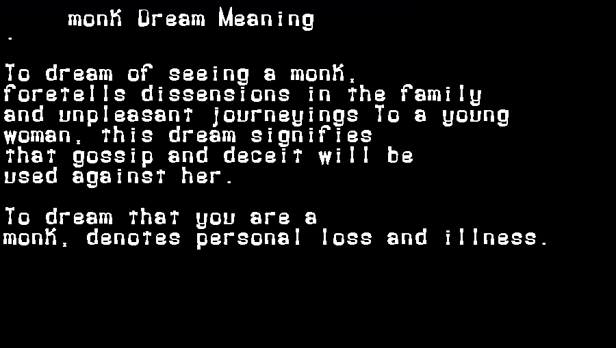  dream meanings monk