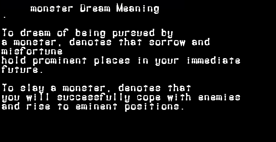  dream meanings monster