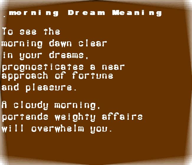  dream meanings morning