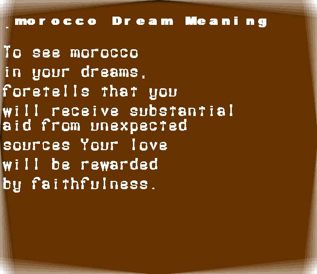 dream meanings morocco