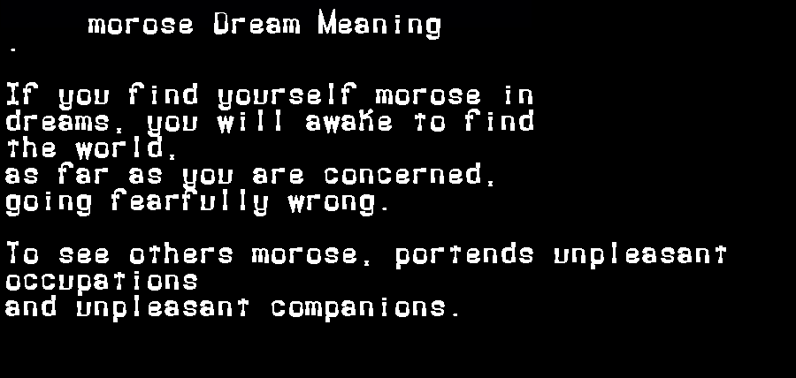  dream meanings morose