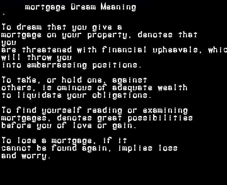  dream meanings mortgage