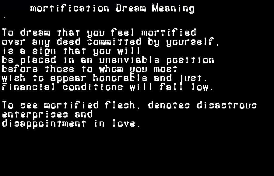  dream meanings mortification