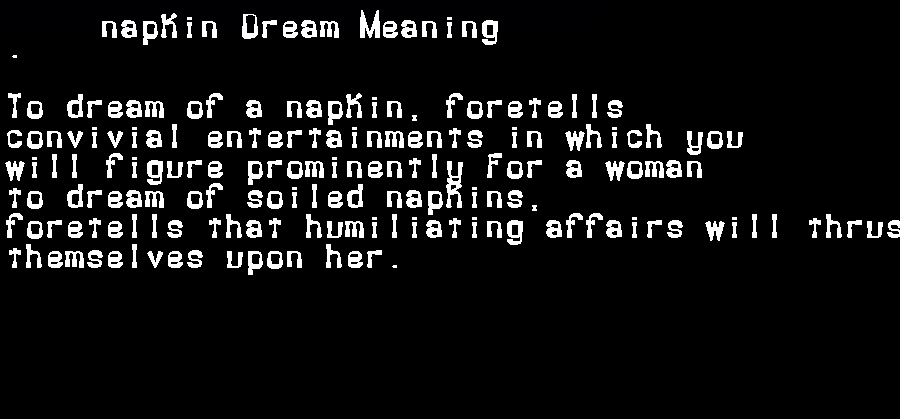  dream meanings napkin