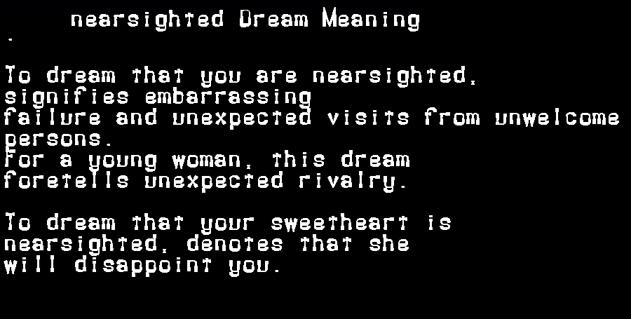  dream meanings nearsighted