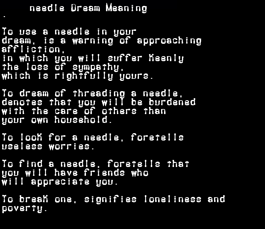  dream meanings needle