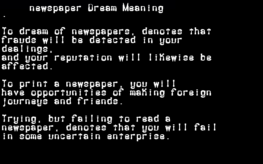  dream meanings newspaper