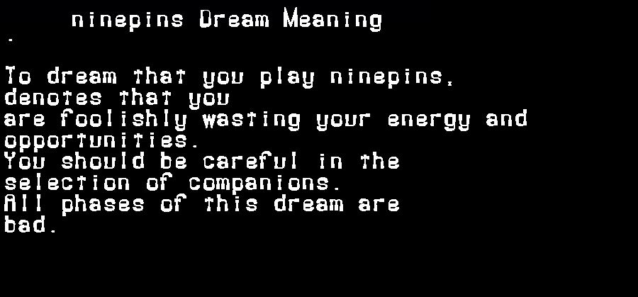  dream meanings ninepins