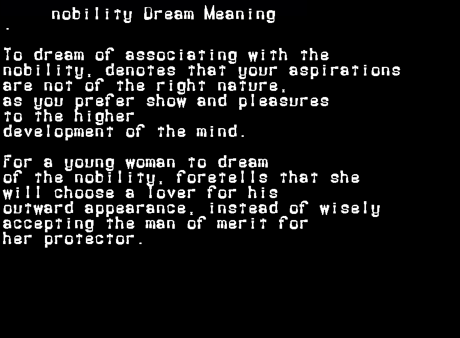  dream meanings nobility