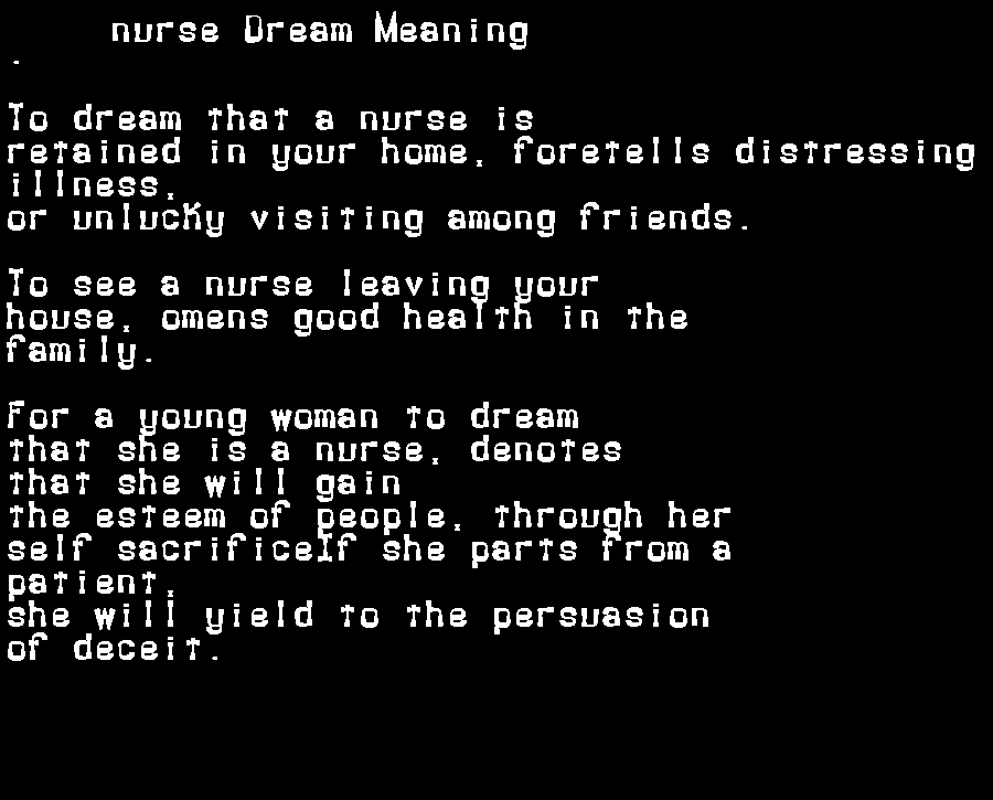  dream meanings nurse