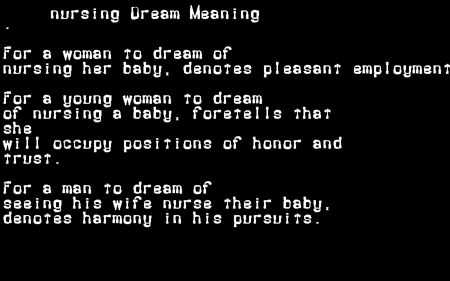  dream meanings nursing
