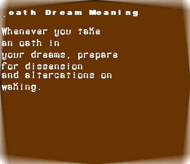  dream meanings oath