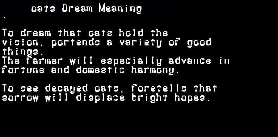  dream meanings oats