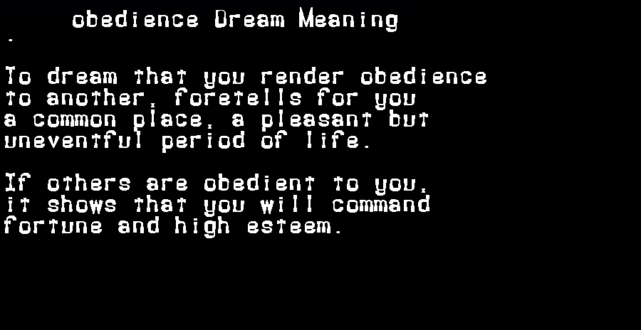  dream meanings obedience