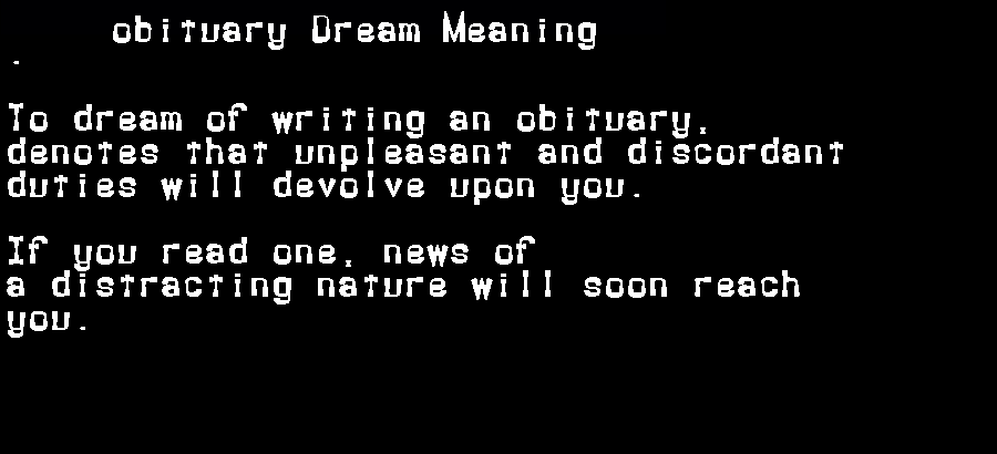  dream meanings obituary