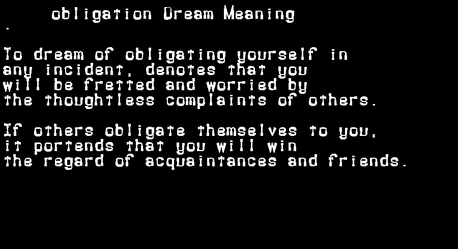  dream meanings obligation