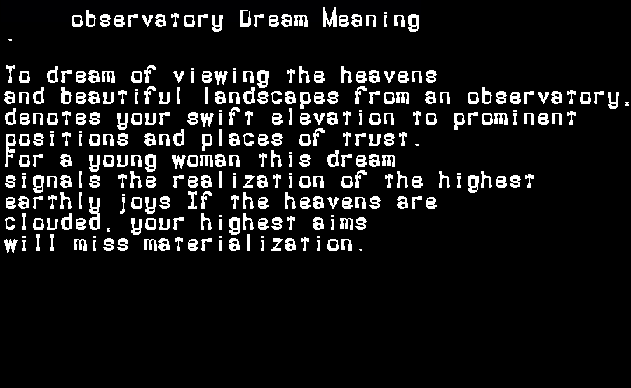  dream meanings observatory
