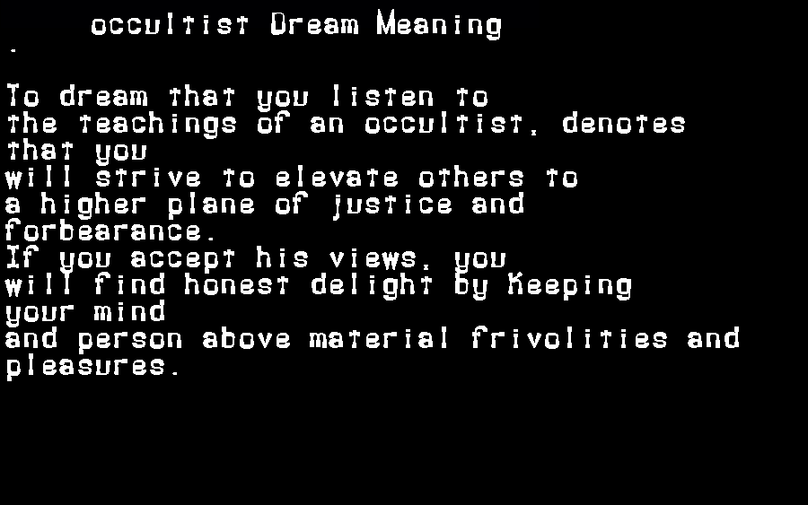  dream meanings occultist