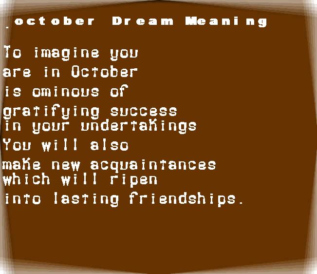  dream meanings october