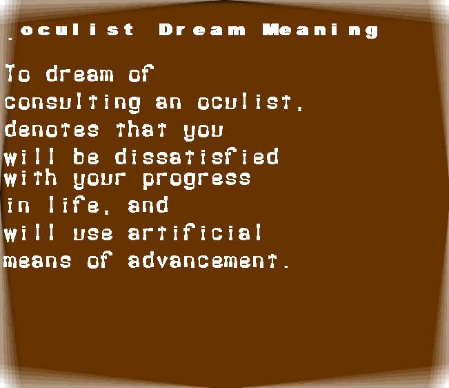  dream meanings oculist