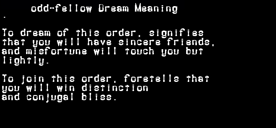  dream meanings odd-fellow