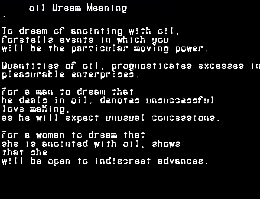  dream meanings oil
