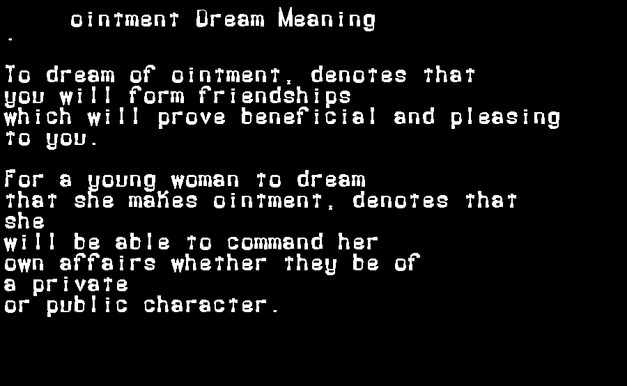  dream meanings ointment